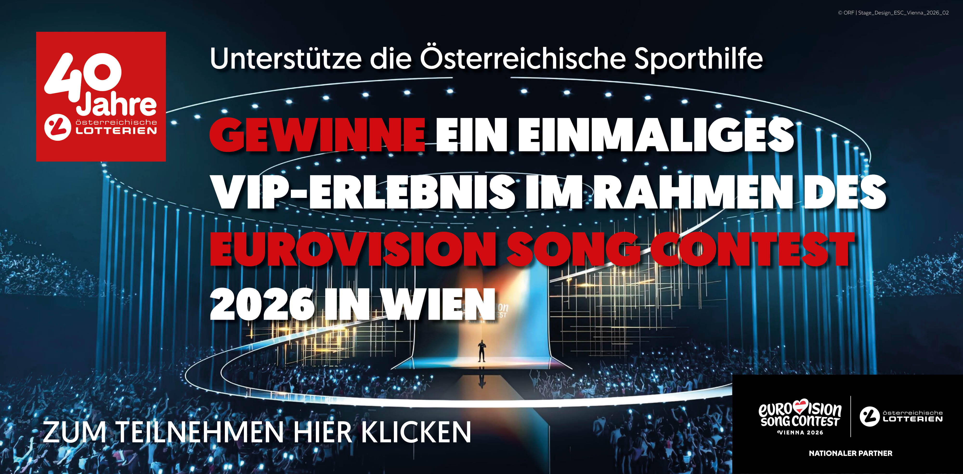 Gewinnspiel: VIP-Erlebnis beim Eurovision Song Contest 2026 in Wien gewinnen – Österreichische Lotterien.